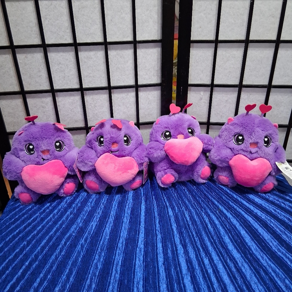 Purple Plush Toys with Pink Hearts